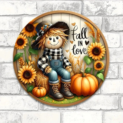 Charming Scarecrow & Fall Harvest 7.9"X7.9" Sign