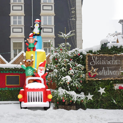 12ft LED Lights Santa Claus Driving With Gifts Inflatable