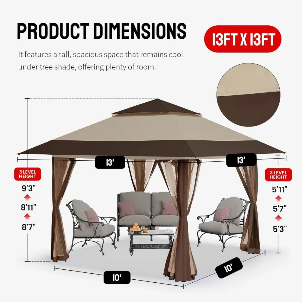 13x13 Pop Up Gazebo Canopy with Wheeled Bag