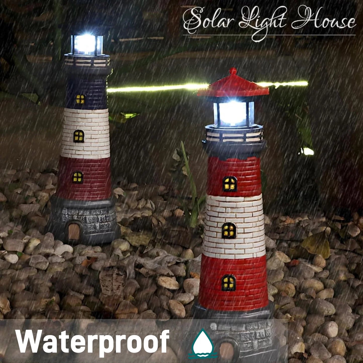 Solar Lighthouse statue decorative light