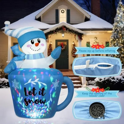 5FT Winter Inflatable Snowman in Mug