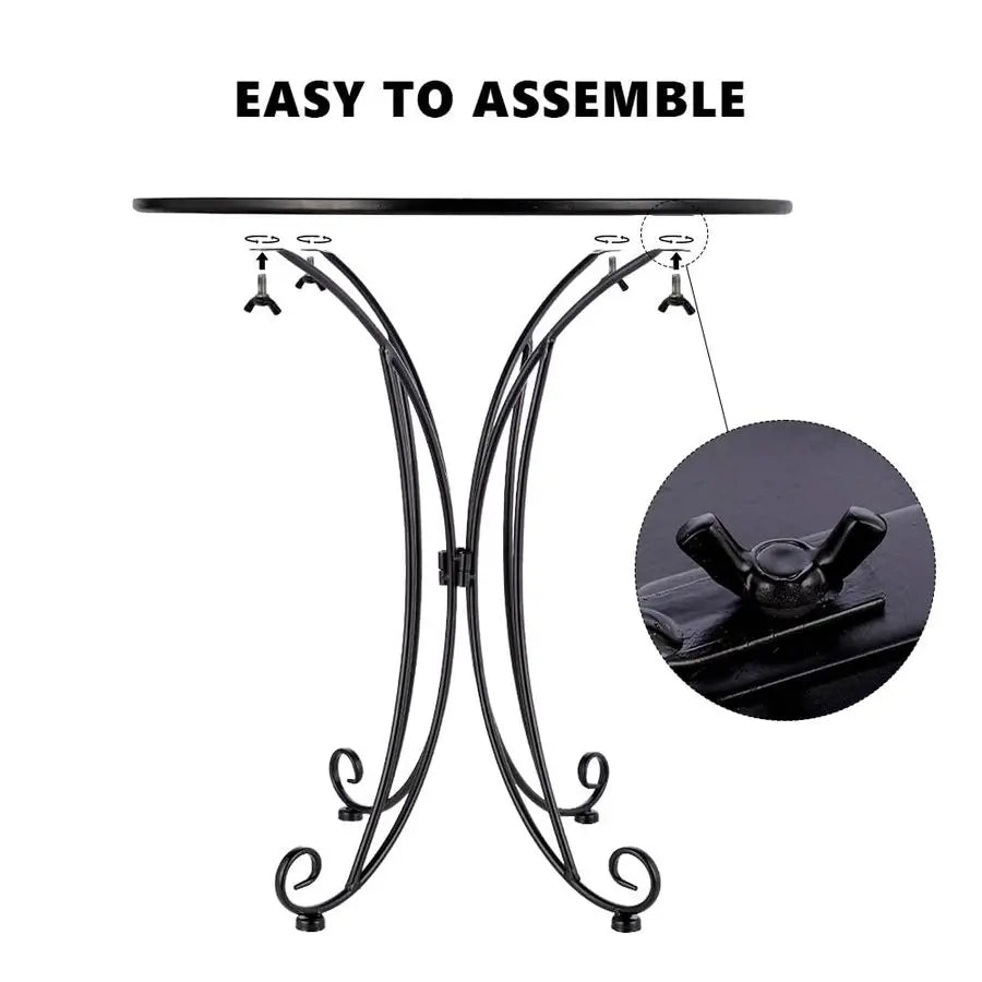 18 Inch Outdoor Glass Top Side Table