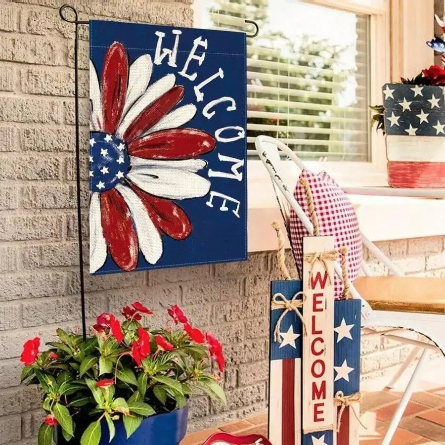 Patriotic Daisy Garden Flag