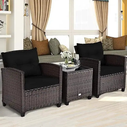 3-Piece Wicker Patio Furniture Set