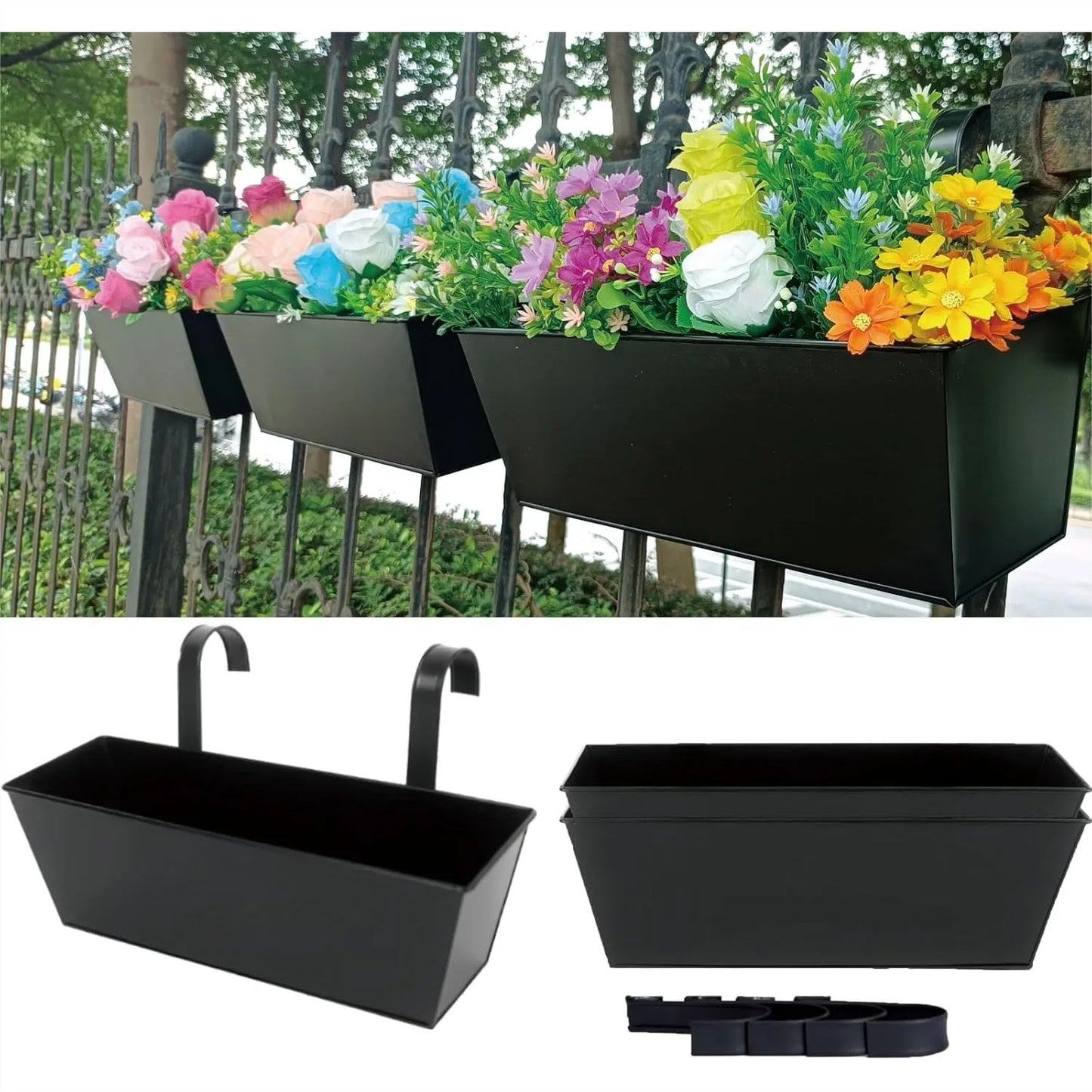 3 Pcs Large 16 Inch Planter Box for Railing