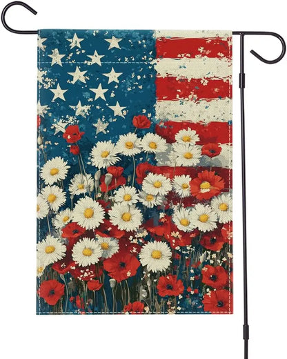 Patriotic Poppy American Garden Flag