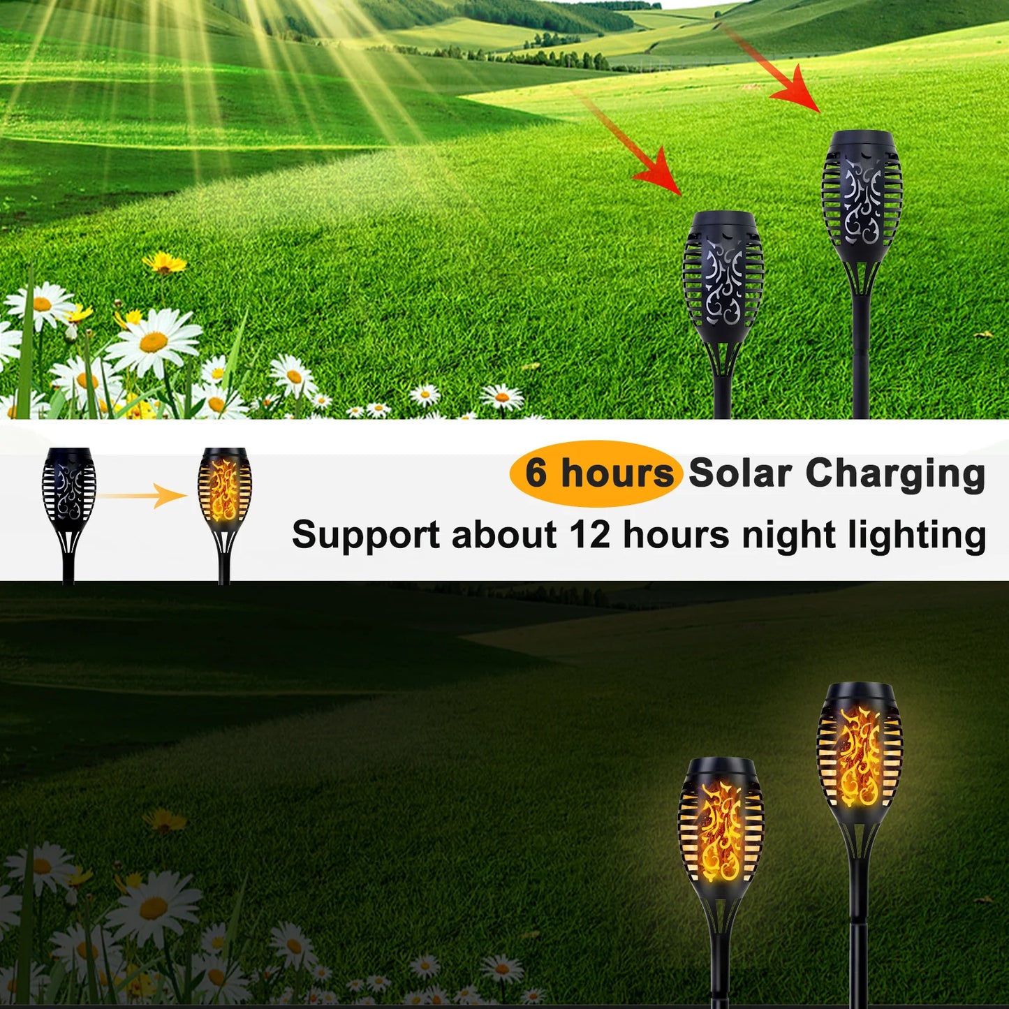 4/6/8/12Pcs Solar Flickering Outdoor Flame Torch Light