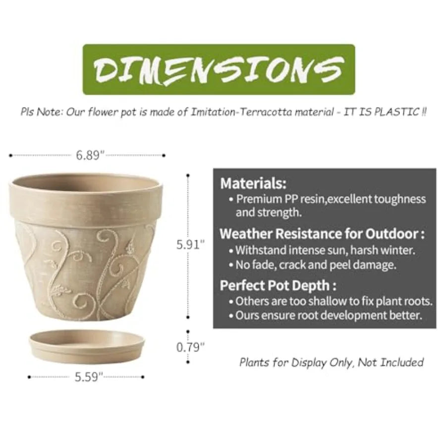 2Pack 7 inch Flower Pots