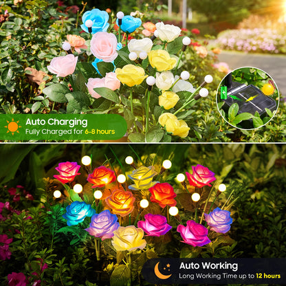 2/4 Pack Solar Rose & Firefly Swing Lights