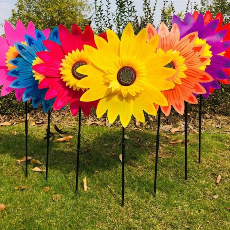 4PCS Outdoor Colorful Sunflower Wind Spinner Stake