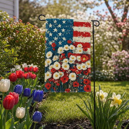 Patriotic Poppy American Garden Flag