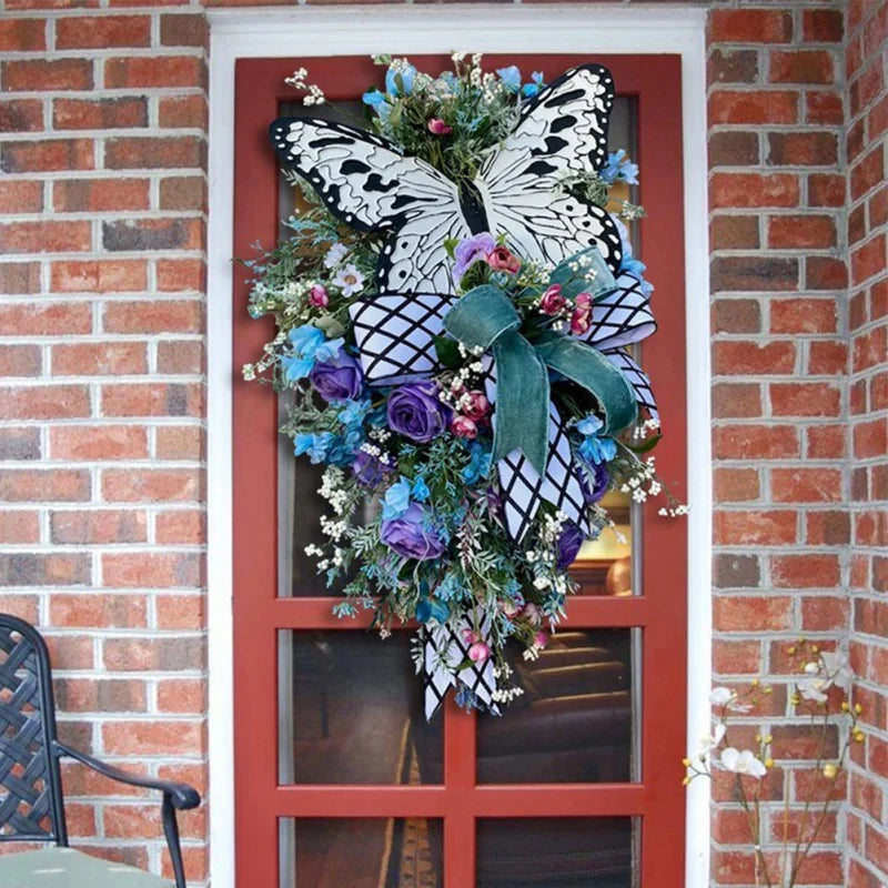 Spring Rose Butterfly Wreath