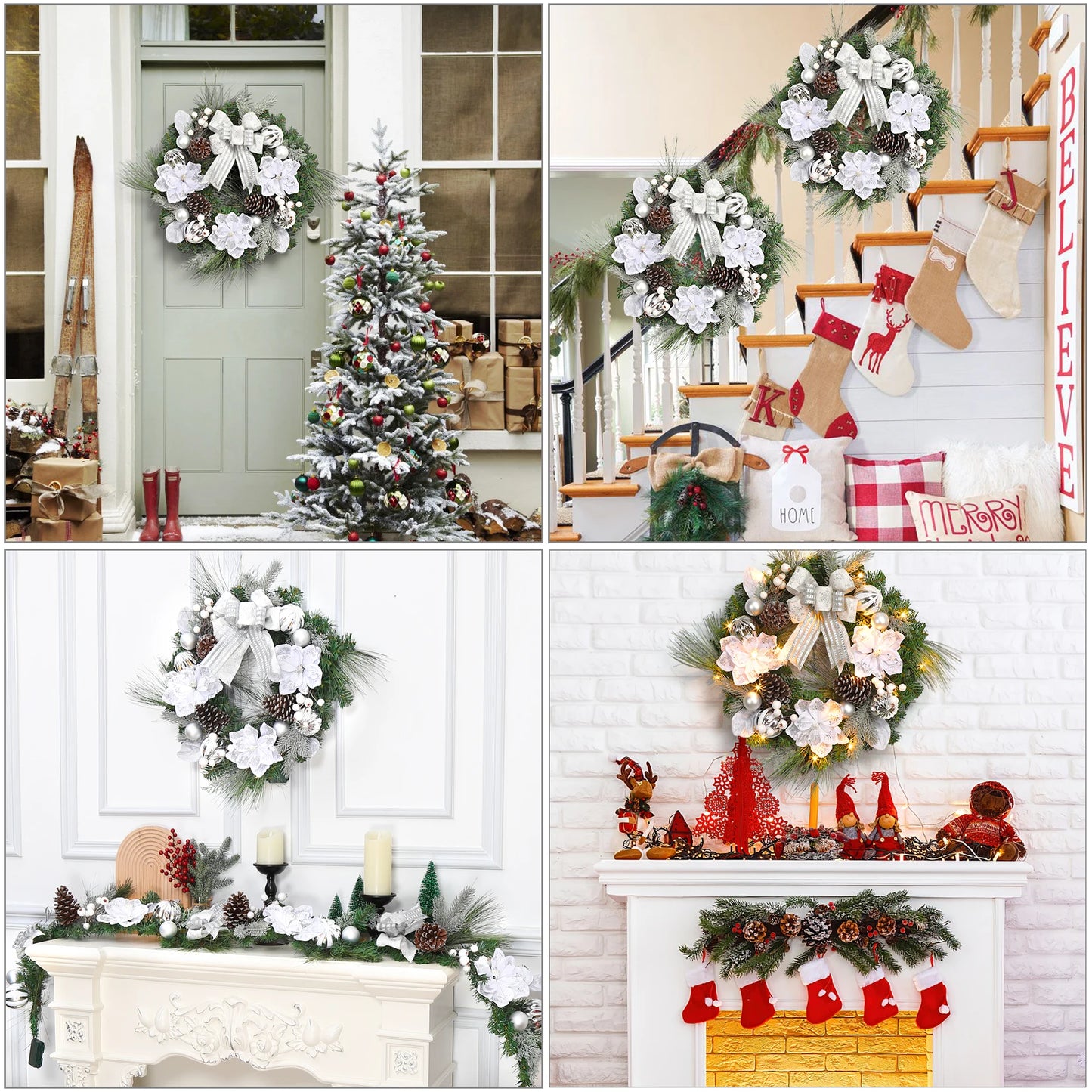 24 Inch Pre-Lit Traditional Wreath