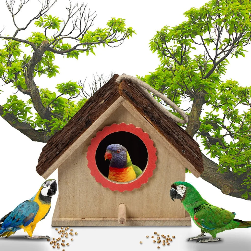 Outdoor Wooden Bird House Hanging Decoration