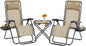 3PCS Zero Gravity Recliner Portable Outdoor Reclining Chair Set w/Side Table