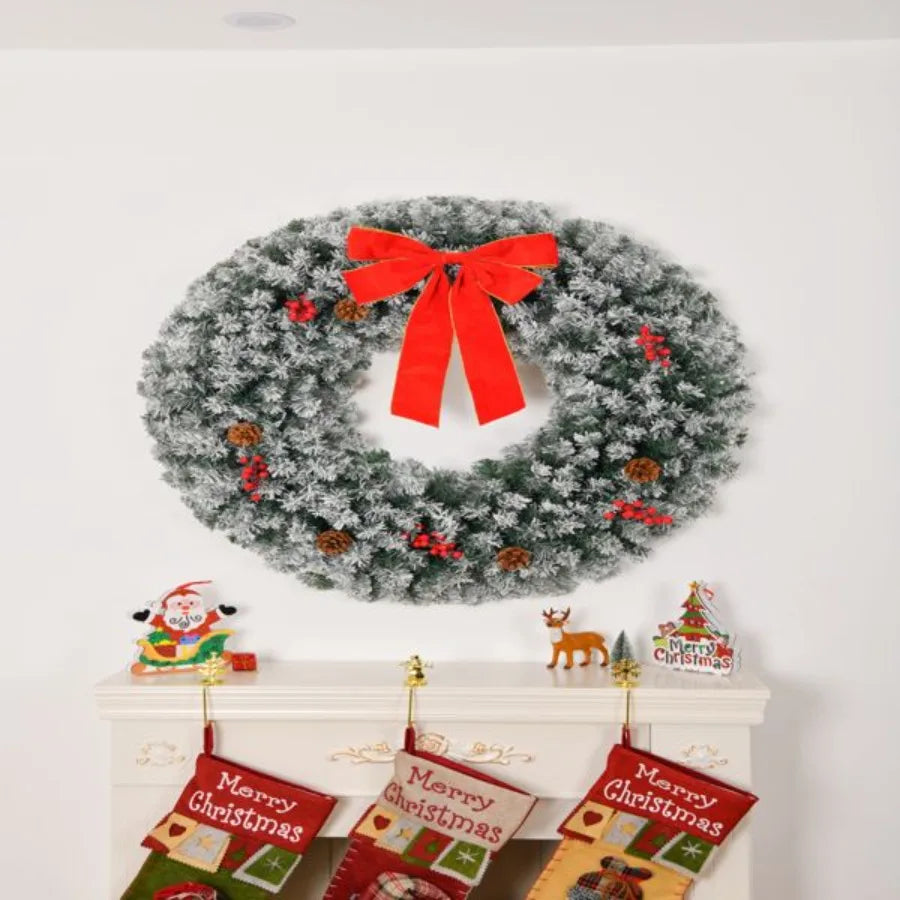 24in Prelit Battery Powered Christmas Wreath with Remote
