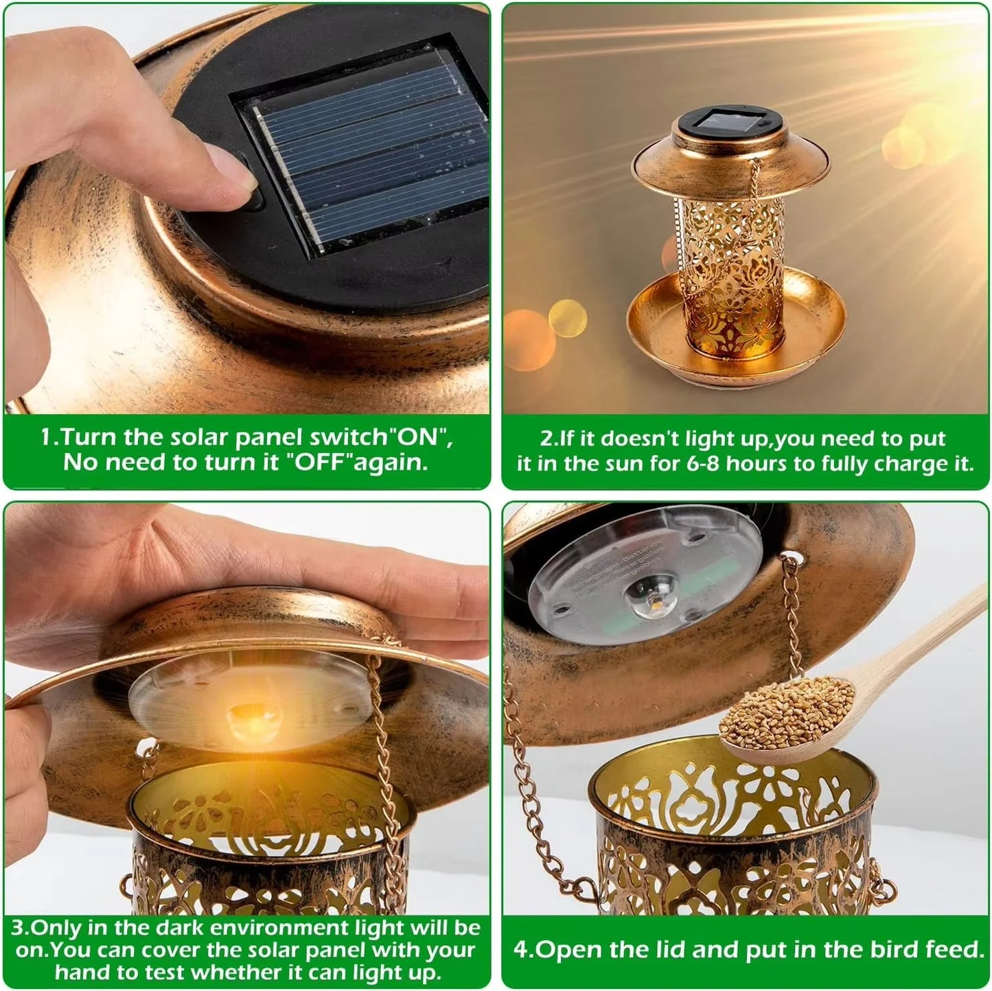 7.8in Solar Bird Feeder