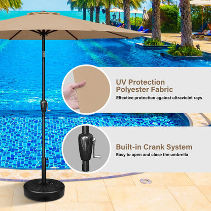 9' Outdoor Patio Umbrella, Push Button Tilt and Crank for Garden