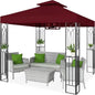 8x8 Outdoor Patio Gazebo with Corner Shelves, Two-Tier Soft Top Canopy