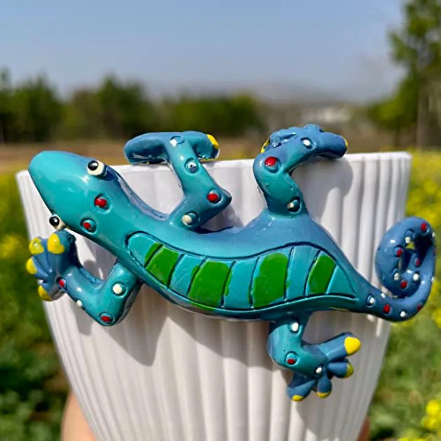4Pcs Resin Climbing Gecko Flower Pot and Vase Hugger