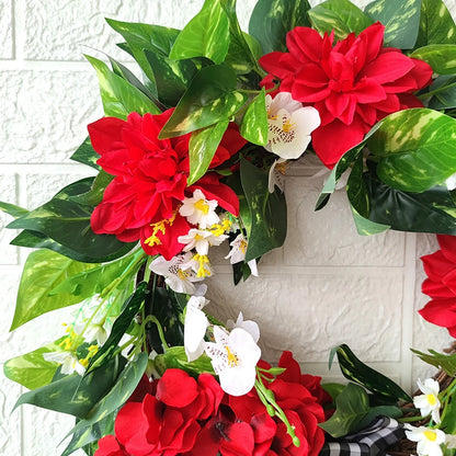 Decorative Red Geranium Flower Wreath