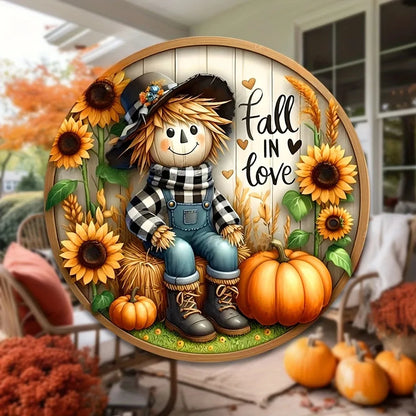 Charming Scarecrow & Fall Harvest 7.9"X7.9" Sign