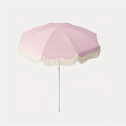 Bohemian Style Pink Adjustable Height and Frame Sun Umbrella