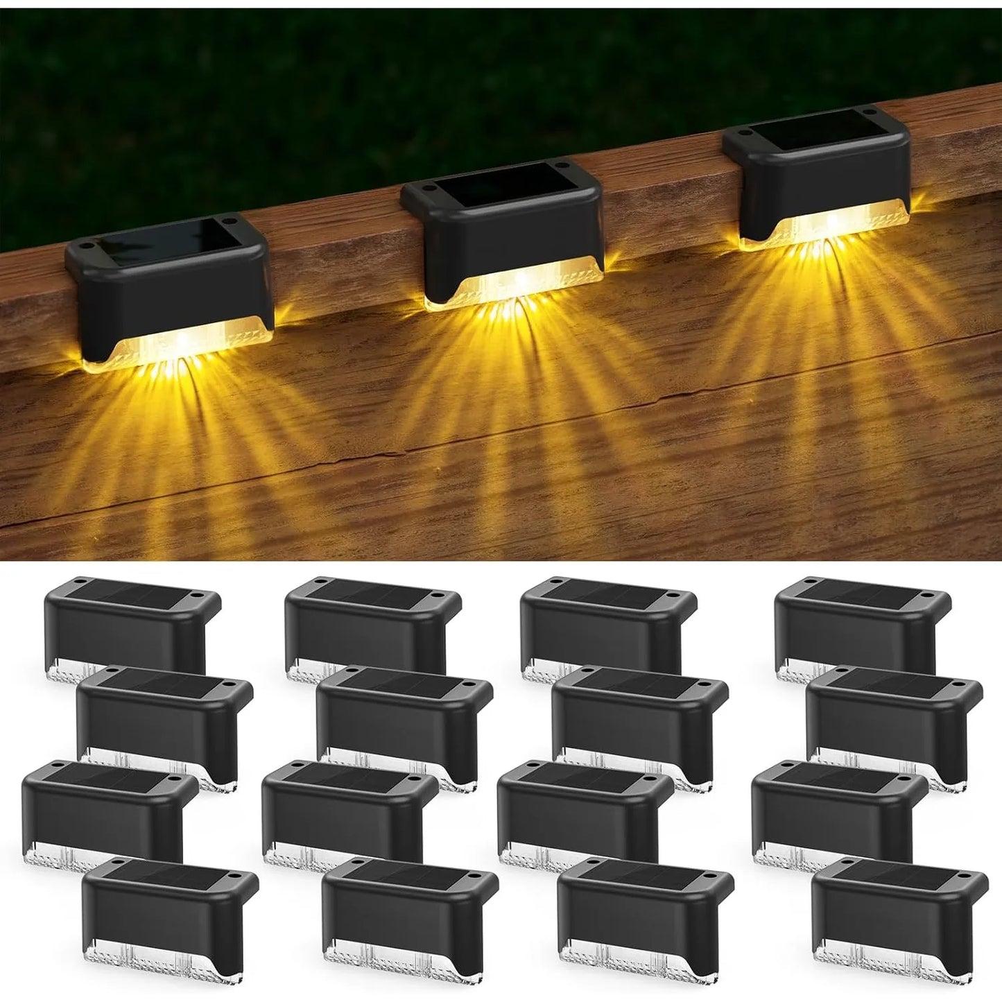 16-Pack Outdoor Solar Deck Lamp For Outdoor Stairs, Steps, Fences, Yards, Patios And Paths