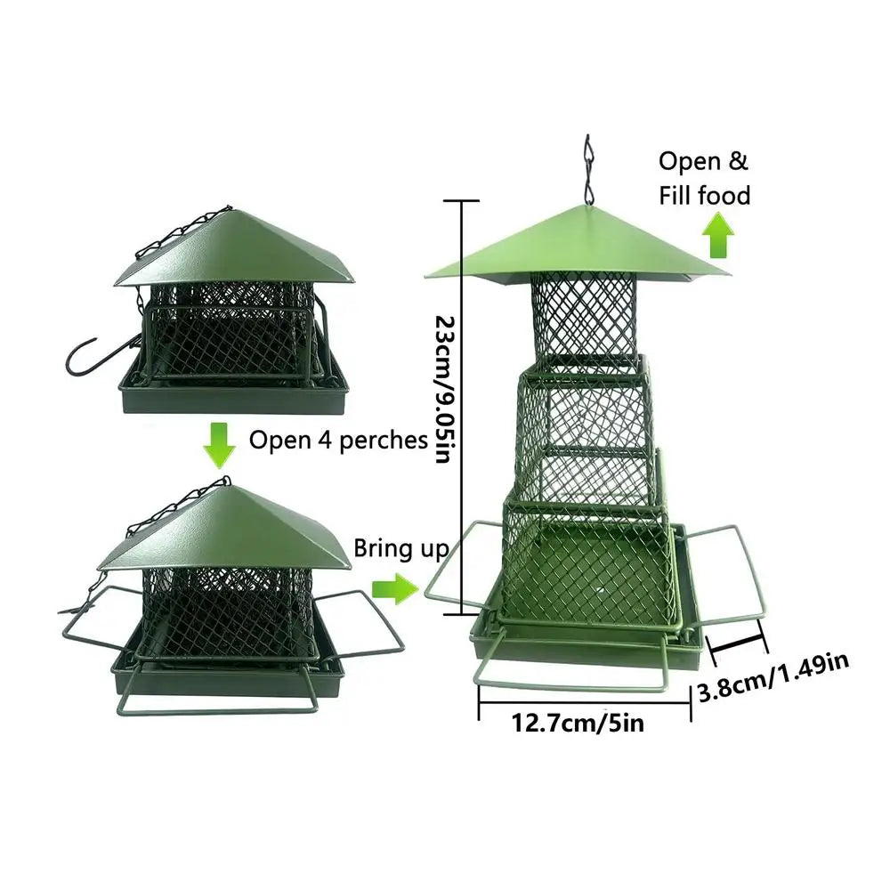 3-Layer Retractable Metal Bird Feeder
