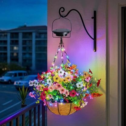 Solar-Powered Hanging Flower Basket Lights