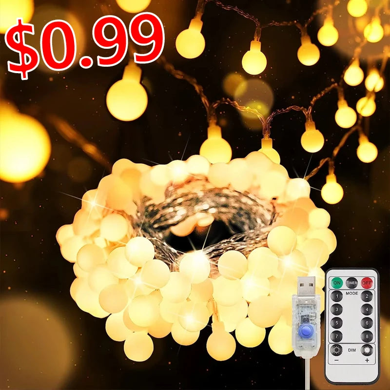 Outdoor Solar Star Crystal Globe String Lights