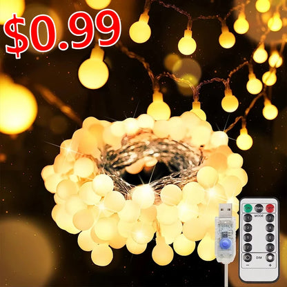 Outdoor Solar Star Crystal Globe String Lights