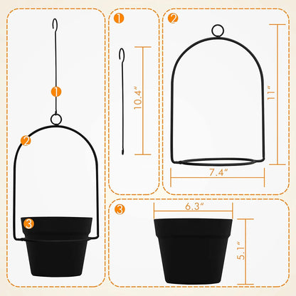 3-Pack Black Hanging Planters