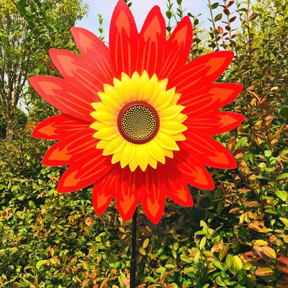 4PCS Outdoor Colorful Sunflower Wind Spinner Stake