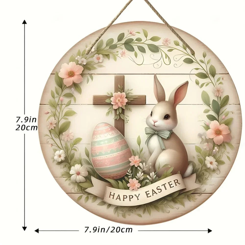 Farmhouse Easter metal sign with Bunny Logo, Lilies & Spring Decor