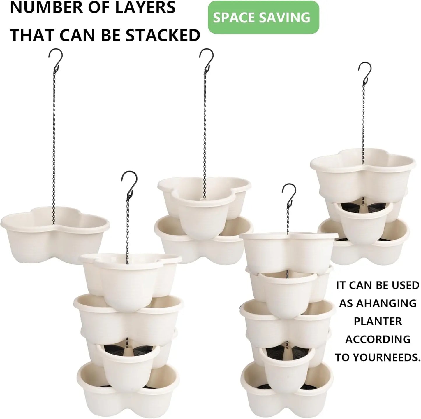 2 Pack Stackable 5-Tier Vertical Garden Planter