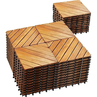 12" x 12" Solid Acacia Wood Interlocking Patio Deck Tiles