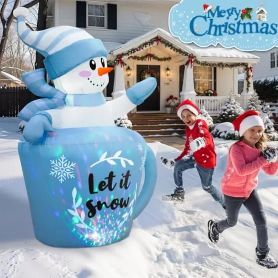 5FT Winter Inflatable Snowman in Mug