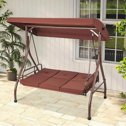 3-Seat Patio Swing Chair, with Removable Thick Cushions