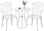 white cast aluminum white bistro set