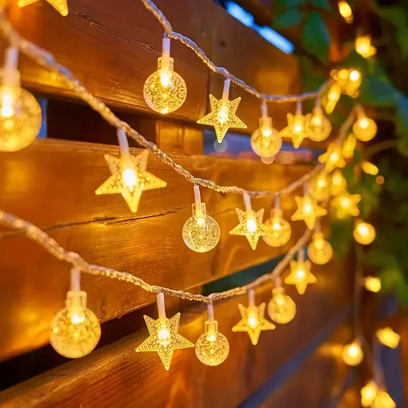Outdoor Solar Star Crystal Globe String Lights
