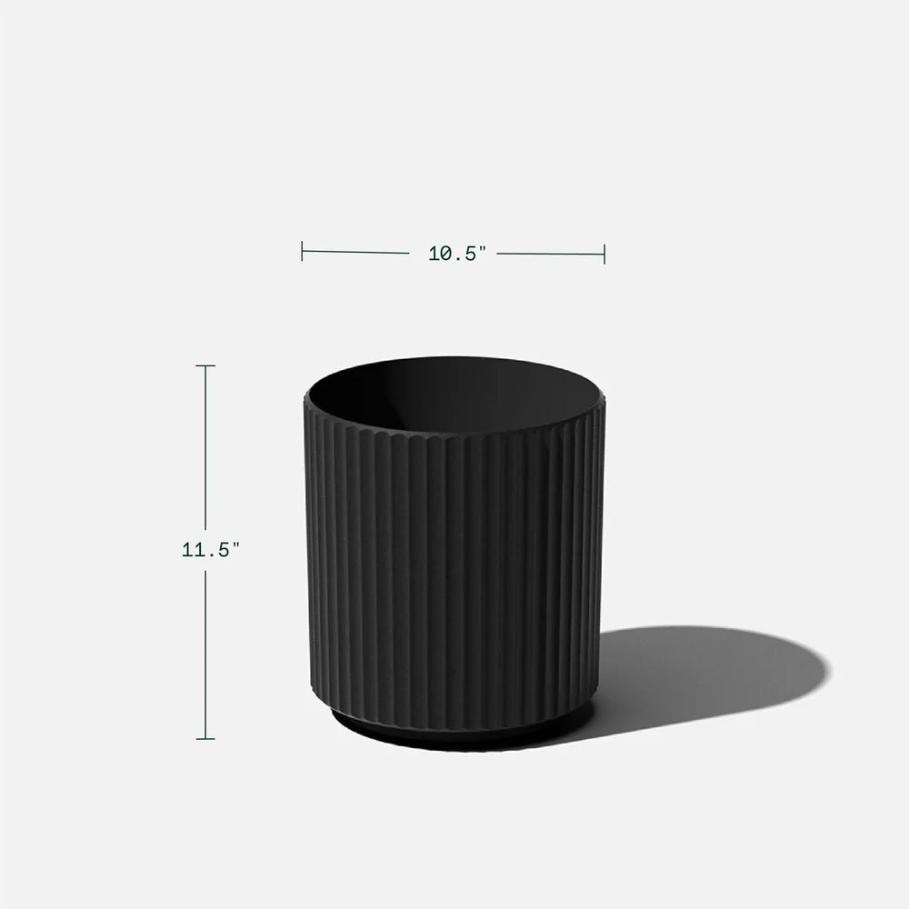 12 Inch Round Weather Resistant Lightweight Fluted Plastic Pot with Drainage Holes