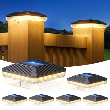 6/12 Pack Solar Post Cap Lights with 3 Modes