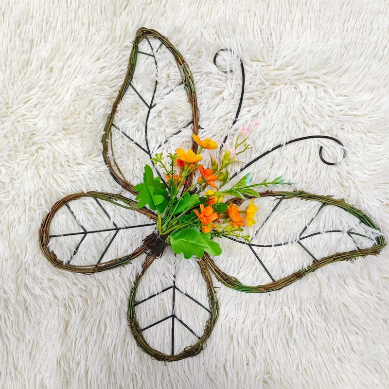 Spring Artificial Tulip Flowers Farmhouse Butterfly Shaped Wreath