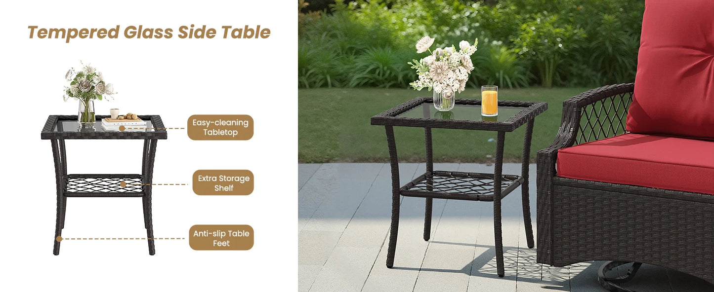 3-Piece Swivel Patio Bistro Set with Cushions & Table