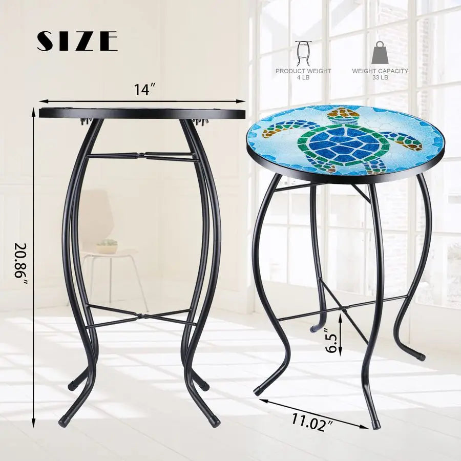 Patio Glass Top Side Table
