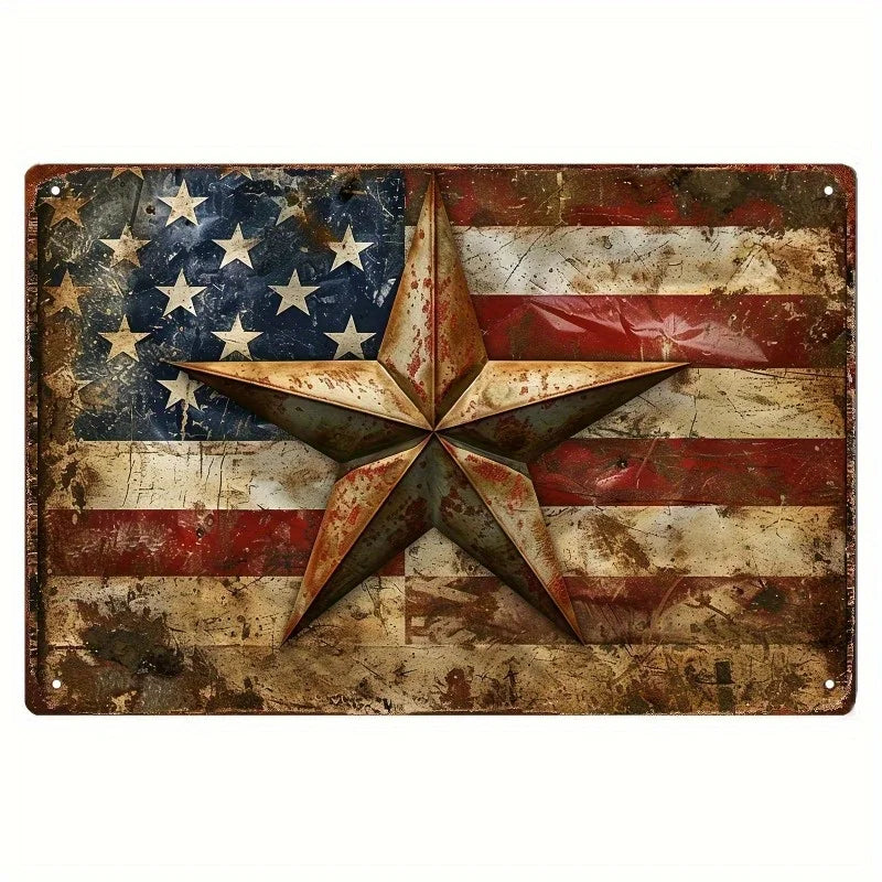 Vintage American Flag Metal Sign