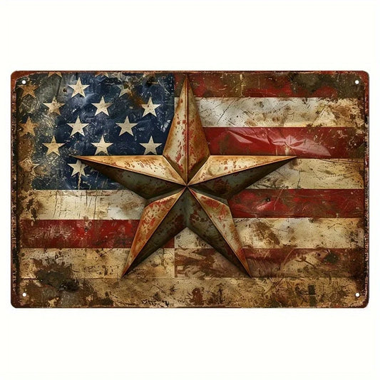 Vintage American Flag Metal Sign