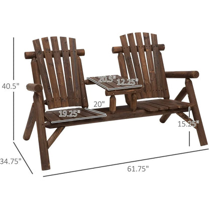 2-Seat Wooden Adirondack Chair