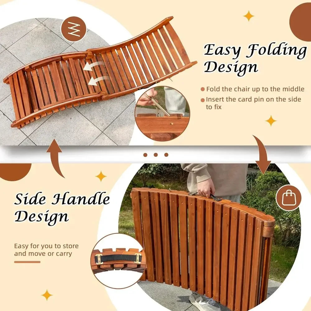 2-Piece Outdoor Acacia Wood Chaise Lounge Set